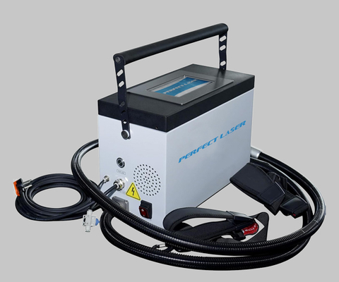 Machine de nettoyage laser portable en métal, acier et aluminium, pression d'air 0,3-0,8 MPa, plage de fréquences laser 20-200 kHz